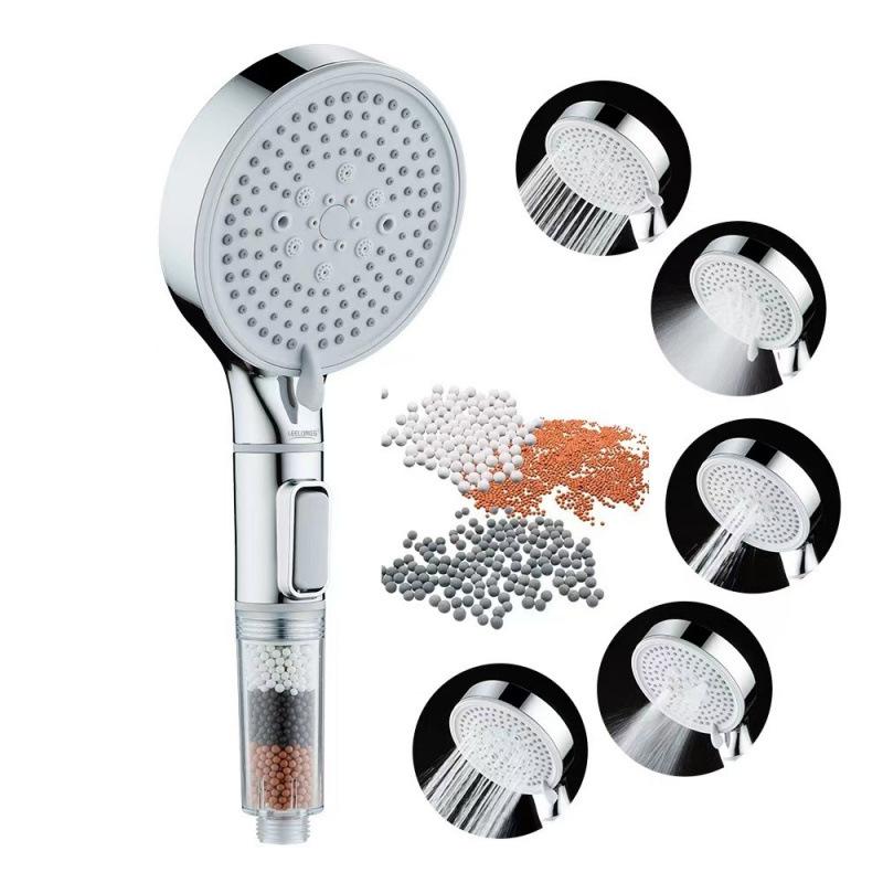 Five-speed Filter Booster 12cm Large Panel Shower Head Household Dechlorination Skin Beauty Shower Handheld Shower Set