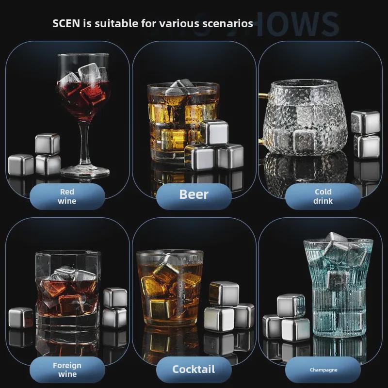 Stainless Steel Ice Cube Gift Set for Whiskey, Wine, and Beer