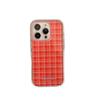 Korean Autumn/Winter Plaid Case for iPhone 17 Pro Max - Brown & Orange for Women