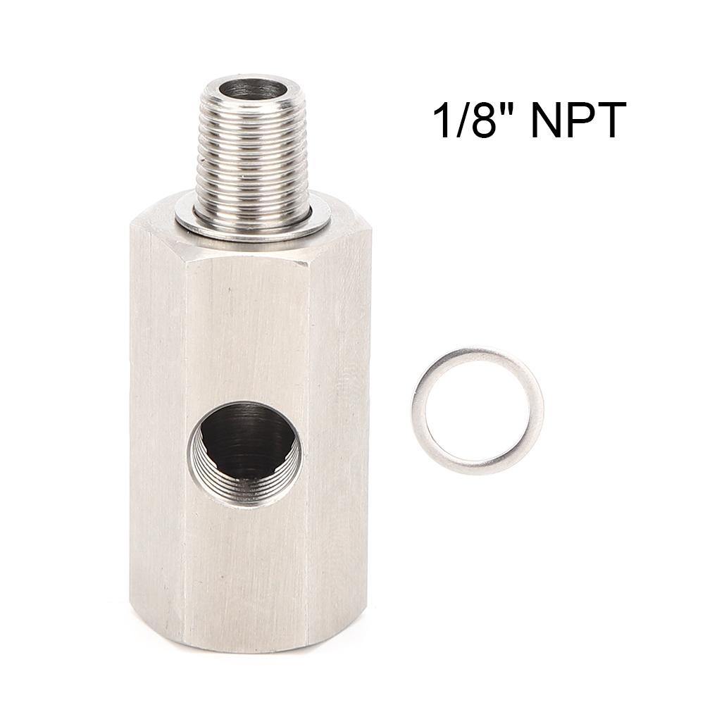 Oil Pressure Sensor Tee 1 8in NPT Turbo Oil Feed Connector Fitting Stainless Steel Auto Parts1 8in NPT
