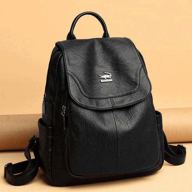 

Backpack women s 2025 new leather texture fashionable versatile backpack women s large-capacity travel bag чорний
