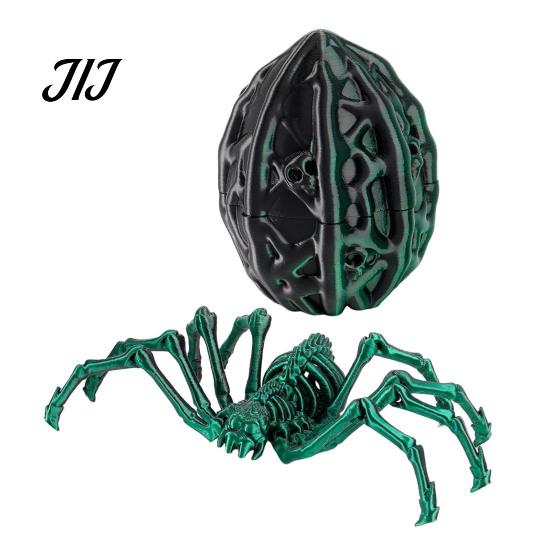 Fun Ritual Surprise Toys 3D Printed Articulated Skeleton Spider with Hollow Egg, Movable Joint Nighttime Scavenger Hunt Props Figurine, Halloween