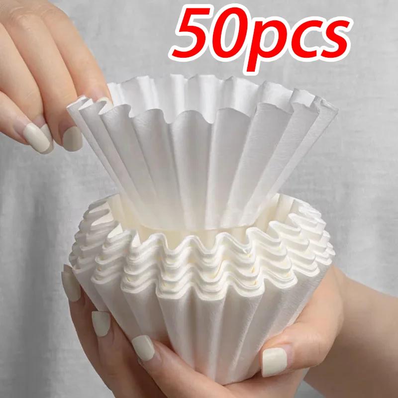 50/100PCS Basket Coffee Paper Filter Pour Over Filter Papers Machine 155*45mm , Fits B75 Coffee Dripper &1-2 Cups Basket Dripper