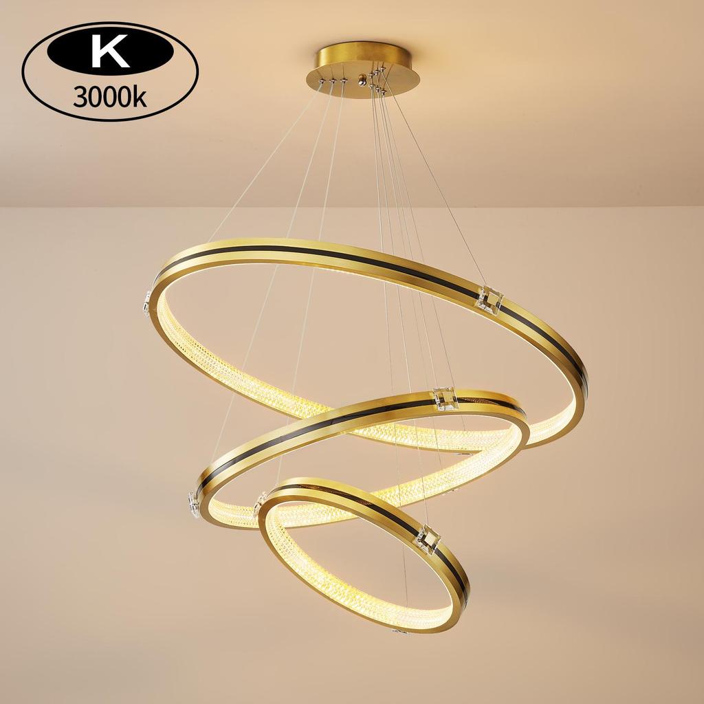 Modern Nordic Gold LED Chandelier - Luxury Ring Light for Living Room, Bedroom, or Restaurant