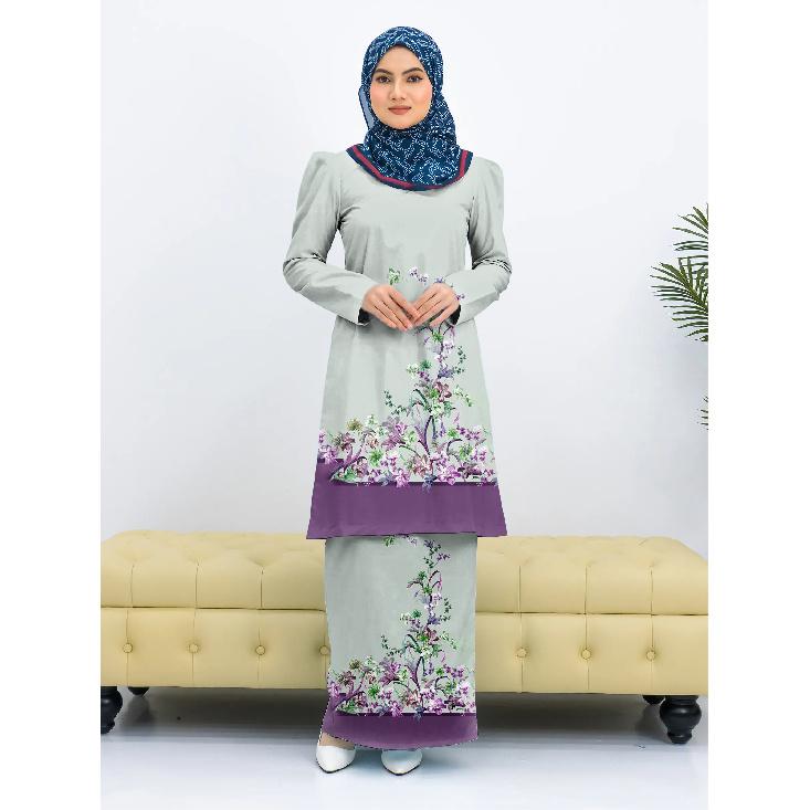 

Traditional ethnic style floral full body print pattern Pahang stand ladies Muslim suit comfortable breathable elegant Islam ladies dress 4XL дубильная кора