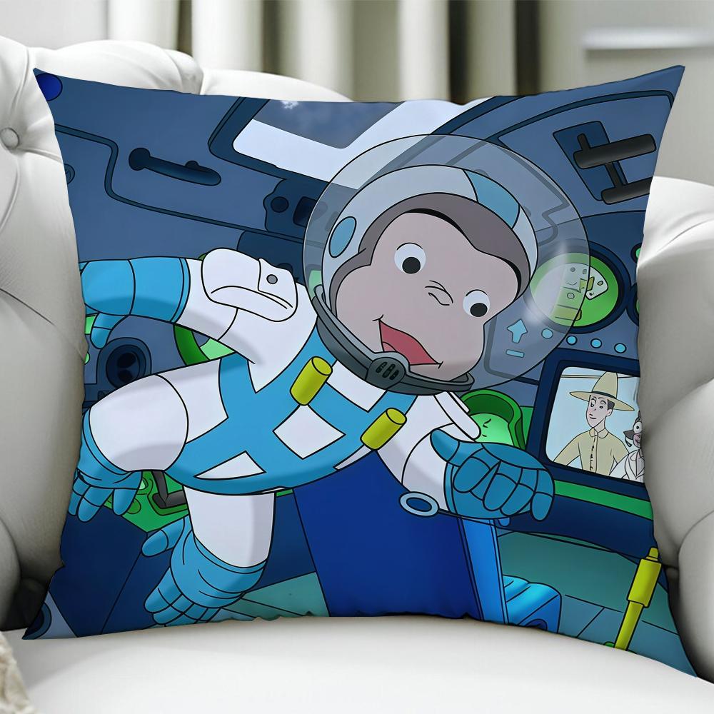 CCurious Cartoon GGeorge Cushion Cover Birthday Anniversary Gifts Double Sided Printed Zipper Cushion Cover Soft Skin Bedding