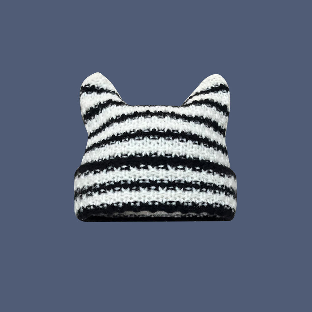 Christmas Hat Y2K Trend Autumn Winter Unisex Harajuku Punk Gothic Knit Cat Ear Little Devil Kawaii Millinery Soft Knit Hat