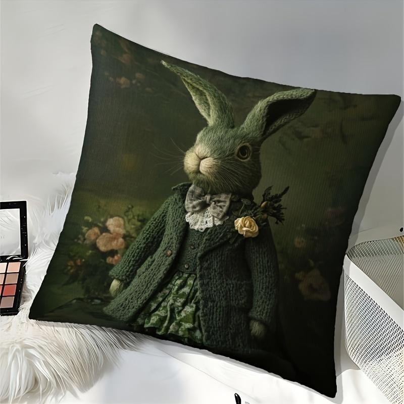 Vintage Groen Konijn Paaskussenhoes Victoriaanse Stijl Bloemen Decor Zacht Gezellig Voor Bank Bank Bed Woonkamer