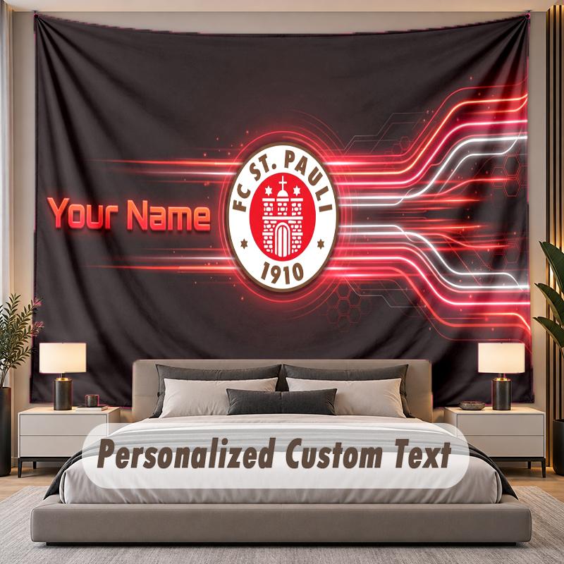 Custom Name Text Tapestry FC St. Pauli Personalized Polyester Wall Tapestry For Bedroom And Room