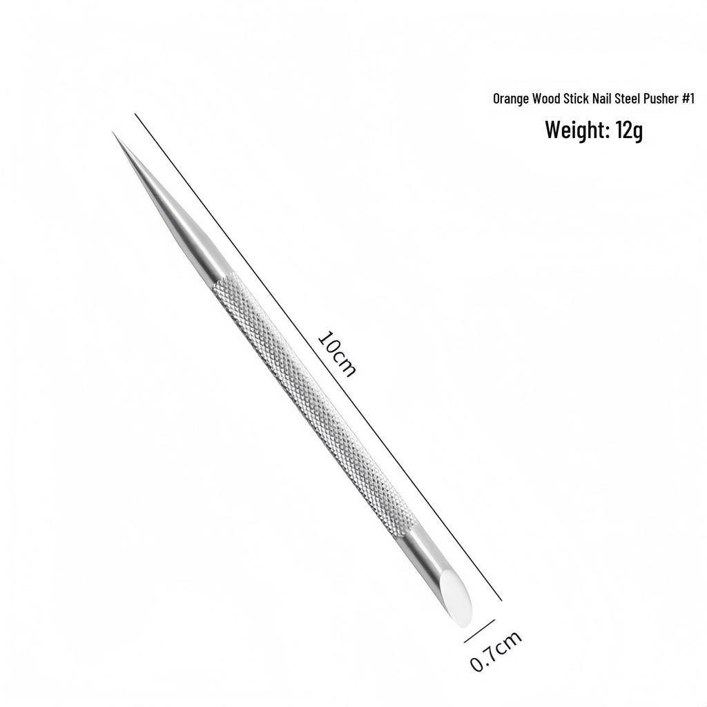 Double-Ended Steel Nail Art Pusher & Cuticle Remover with Sanding Block