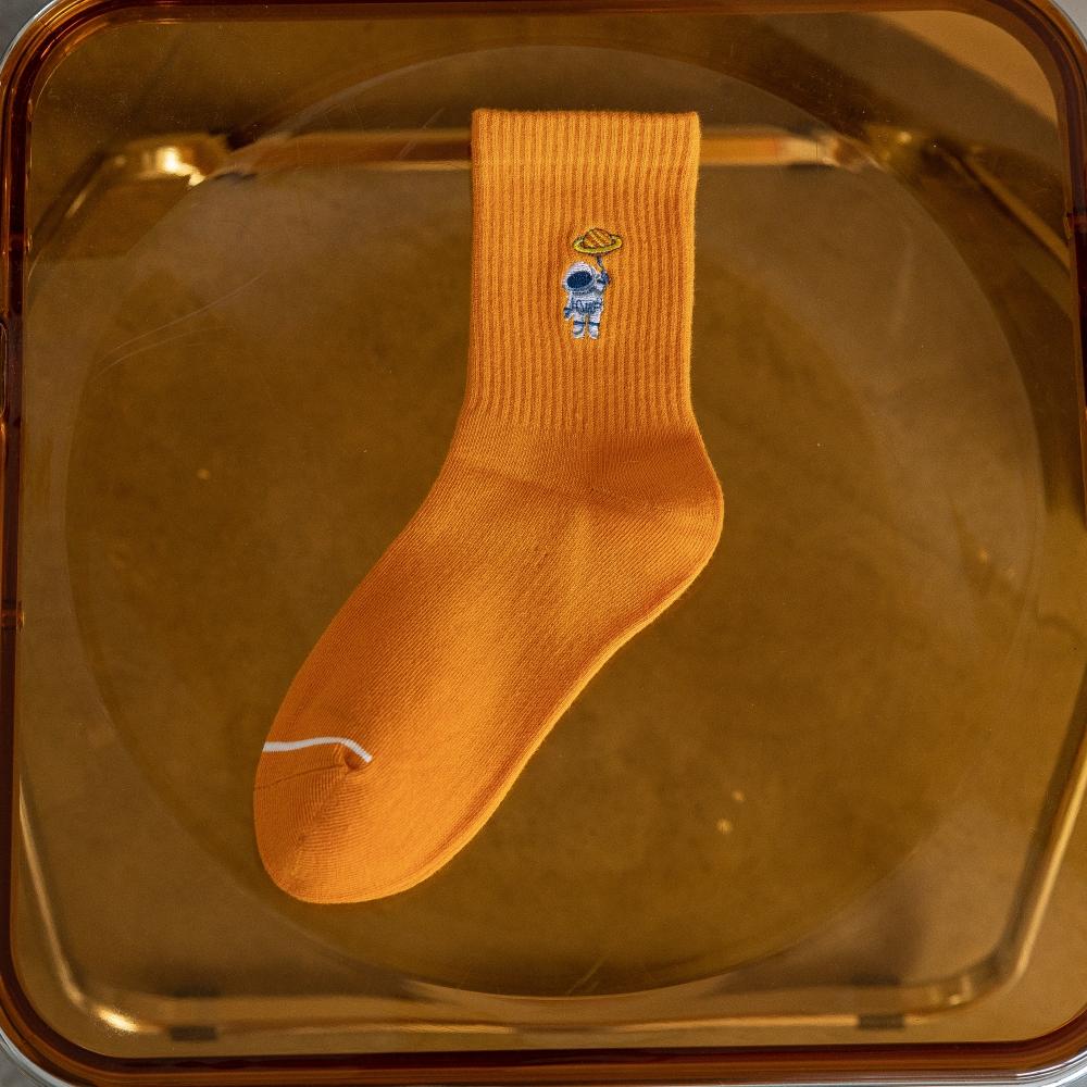 New Fashion Funny Men Women Embroidery Astronaut Space Soft Cotton Socks Hipster Streetwear Unisex Sokken Dropship