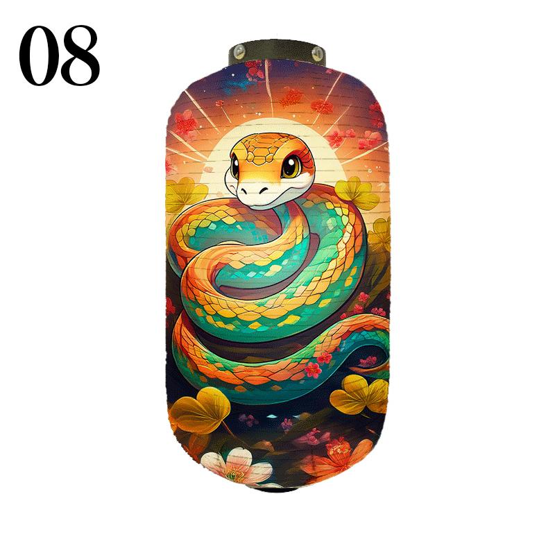Japanese Style Cloth Lantern New Year Festival Mascots Zodiac Snake Printed Lantern Sushi Shop Bistro Restaurant Decor Ornaments