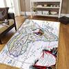 Ancient World Navigation Map Teppe for stuen, mykt flanell teppe for soverommet, Anti-skli BADEROMsmatte, baby lekematte