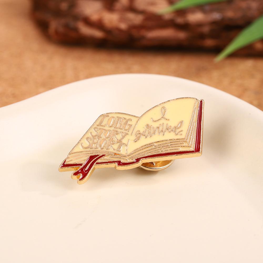 Book Cartoon Brooch Design Fashion Versatile Bags Apparel Accessories