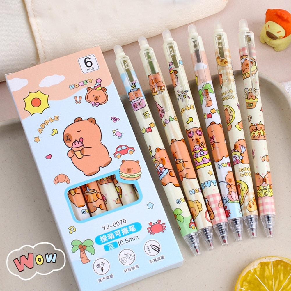 6Pcs/lot Quick-drying Capybara Gel Pen 0.5mm Black Pen  School Office Writing Stationery