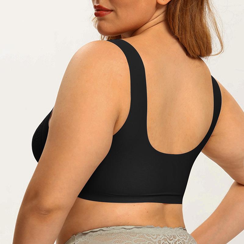 Plus Size Seamless Lace Nursing Bra with Front Buckle & U-Shape Back