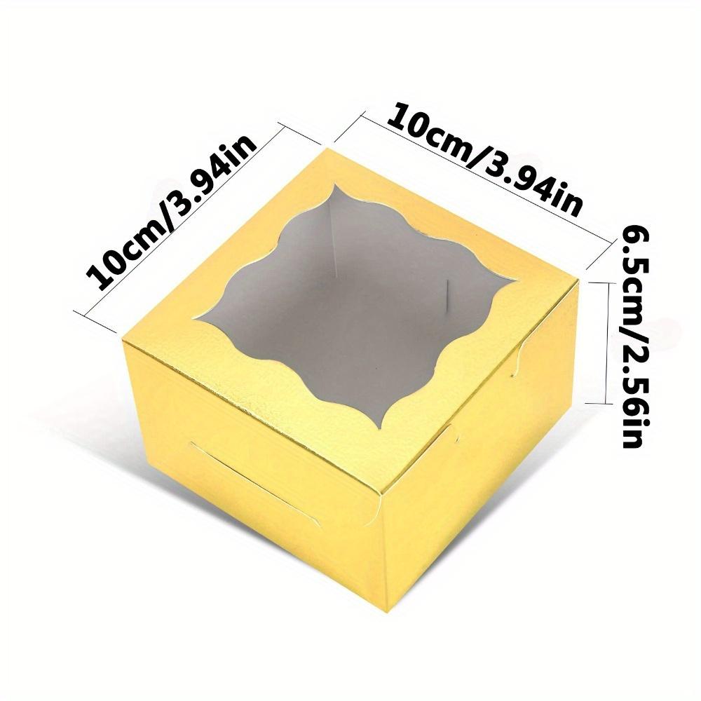 10pcs Golden Bakery Boxes with Window Individual Cupcake Boxes with Tag and String Cookie Boxes Cake Boxes Biscuit Boxes Candy Boxes Gift Boxes Pastry