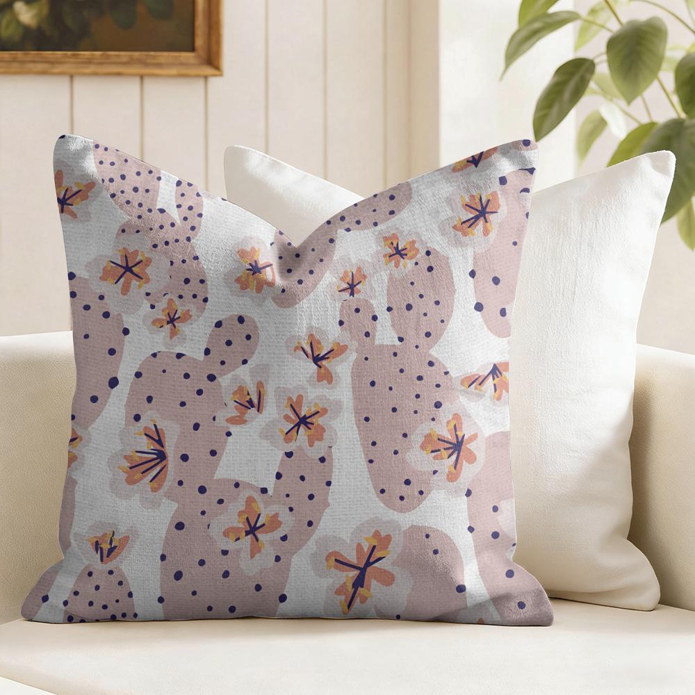 Cactus Pattern Cushion Cover Natural Linen Pillow Cover Double-Sided Print Cushion Cover For Sofa Home Decor