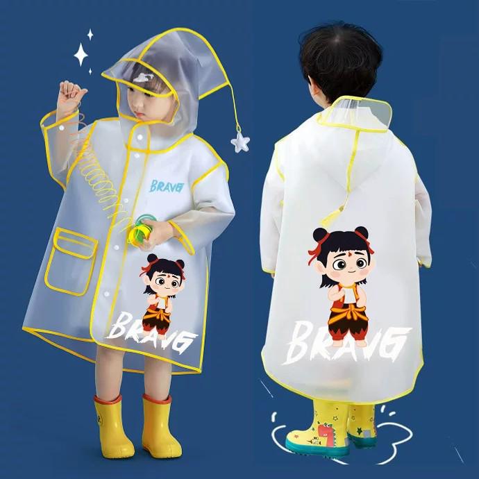Children's Cartoon Rain Poncho: Transparent, Heavy-Duty for Kindergarten and Primary School Boys and Girls