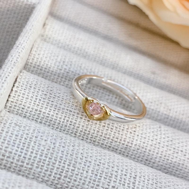 Yin Town Crown Zircon Heart Open Ring - High-End Women's Stackable Wedding & Pinky Band