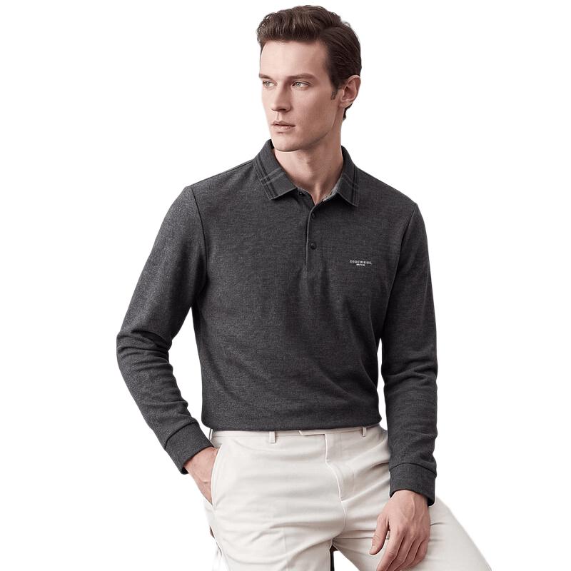 SHANSHAN Men's Autumn Business Casual Long-Sleeve Polo Shirt