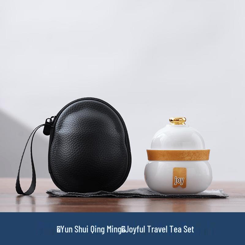White Porcelain Gourd Travel Tea Set