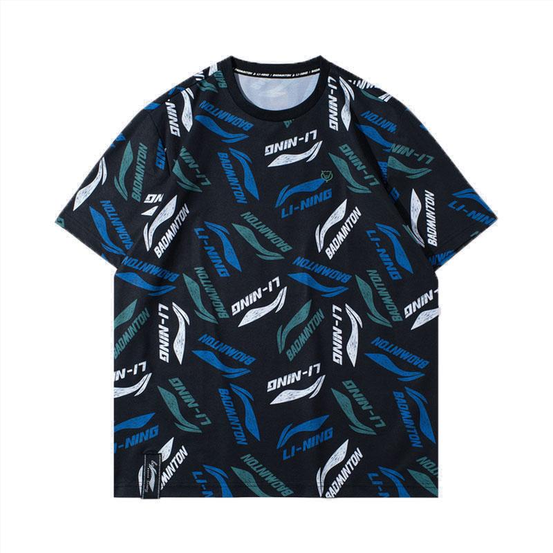 

Футболка Li Ning Badminton Series, свободная, дышащая, впитывающая пот, спортивная, с круглым вырезом и коротким рукавом, мужская, синяя, черная, AHSR867-2-0 XL