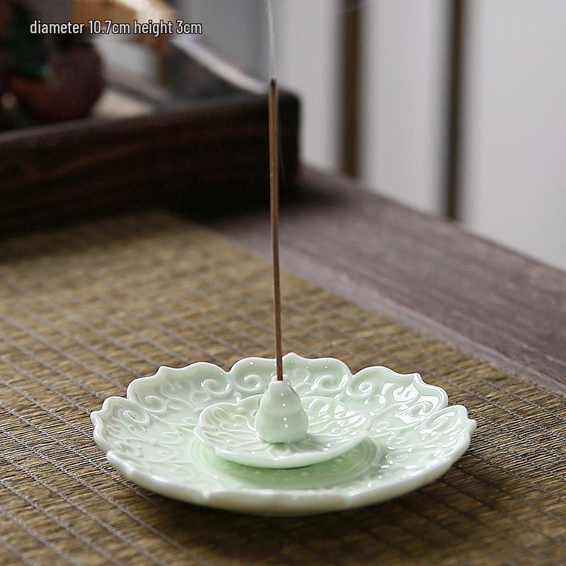 Ceramic Lotus Incense Holder for Sticks, Coils, and Cones - Home & Office Multi-Purpose Burner for Sandalwood and Agarwood Incense.