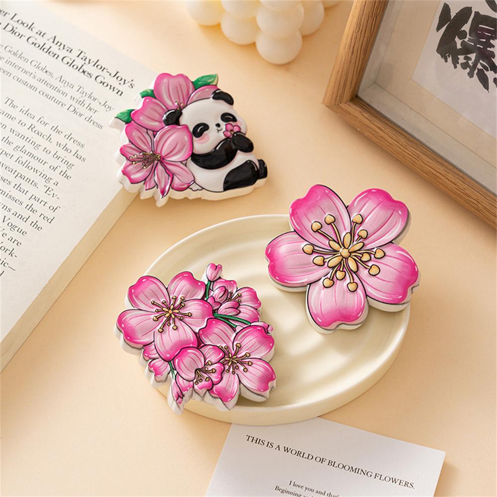 Pink Cherry Flower Panda Fridge Magnets Blossom Pastoral Cute Refrigerator Magnetic Sticker Message Whiteboard Sticker