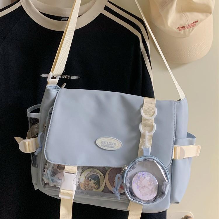 College Wind Joker Simple Large Capacity Postman Bag Female Transparent Baby Bag Pain Bag Tutorial Bag Slung Shoulder Bag.
