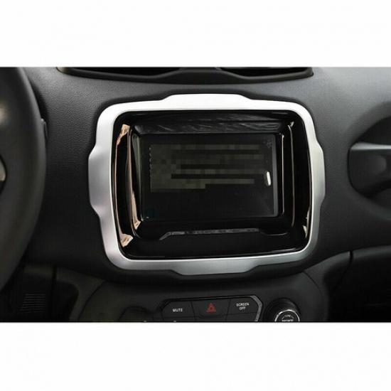 ABS Silver Console Navigation Panel Frame Inner Trim For Jeep Renegade 2018-