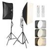 Studio Photography Light Kit Softbox Lighting Kit with 50x70cm Softbox *2 + 80W Bi color LED Video Light *2 + Metal