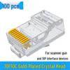 10P10C Gold-Plated RJ48 Network Cable Connector - Ten-Core Crystal Head for Scanner Connection.