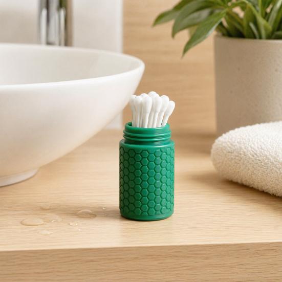 3D Printed Cotton Swab Storage Box, Mini Dustproof Spiral Cap Organizer, Honeycomb Appearance Container for Travel Cosmetic Bags Small Item