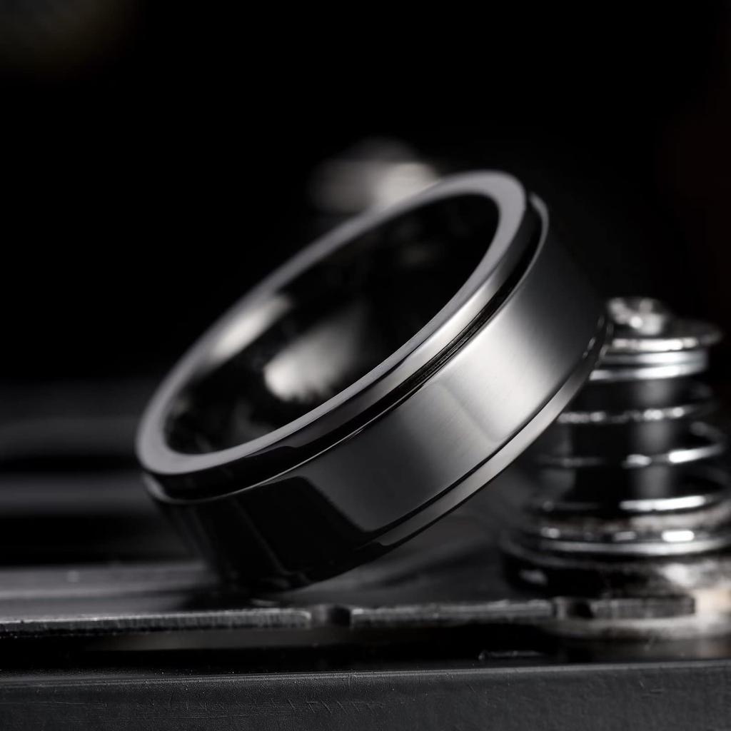 Stainless Steel Anxiety Fidget Spinner Rings for Men Cool Punk Spinning Rotate Rings for men Anti Stress Wedding Band Jewelry