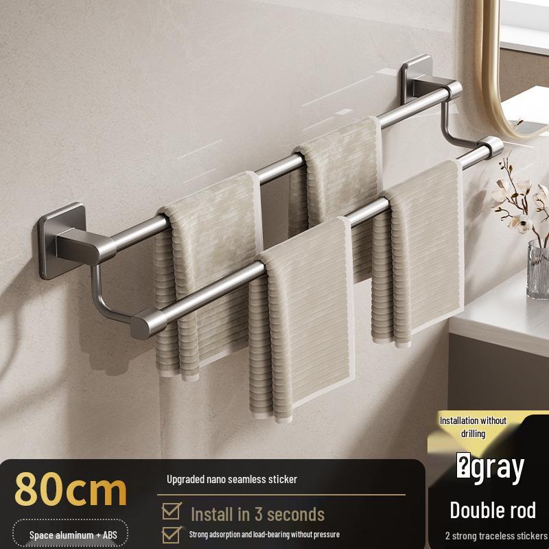 Samoprzylepny stojak na ręczniki z półką i pojedynczym drążkiem do przechowywania w łazience
