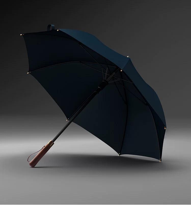 Olycat Retro Wooden Handle Double-Layer Oversized Reinforced Anti-Storm Rain Dual-Use Men Business Classy Long Handle Umbrella