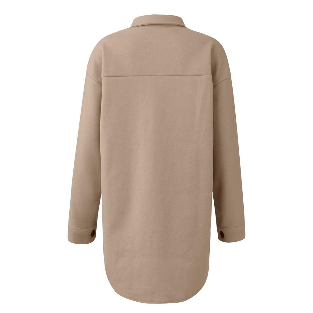 Fashion Women Fall And Winter Solid Color Button Coat Jacket Casual Loose Fleece Sweater Coat