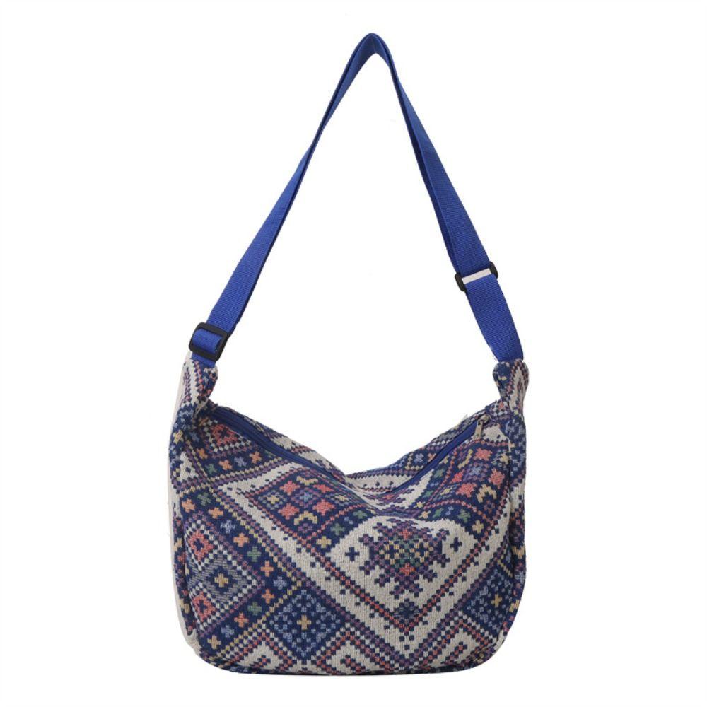 Large Capacity Ethnic Style Shoulder Bag Underarm Bag Embroidery Message Bag Travel