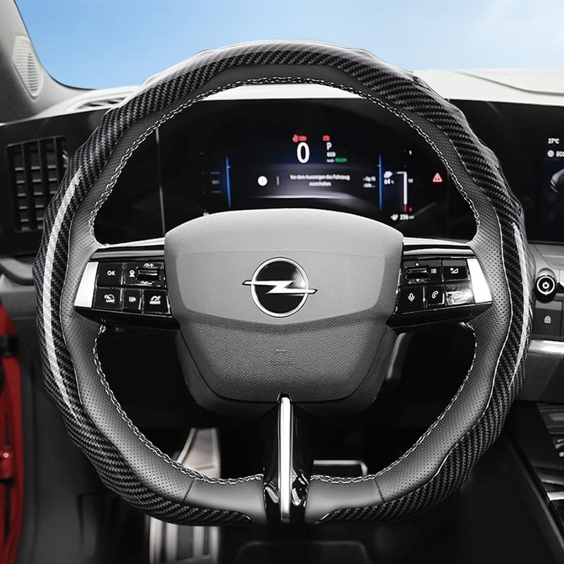 Suitable for Opel Carbon Fiber Texture Steering Wheel Cover Snap-On Wave-Shaped Sports Design Protective Shell Corsa Nouveau Mokka Astra Gse Grandla