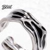 Couple Ring Thin Adjustable Open Band Stainless Steel Minimalist Geometric