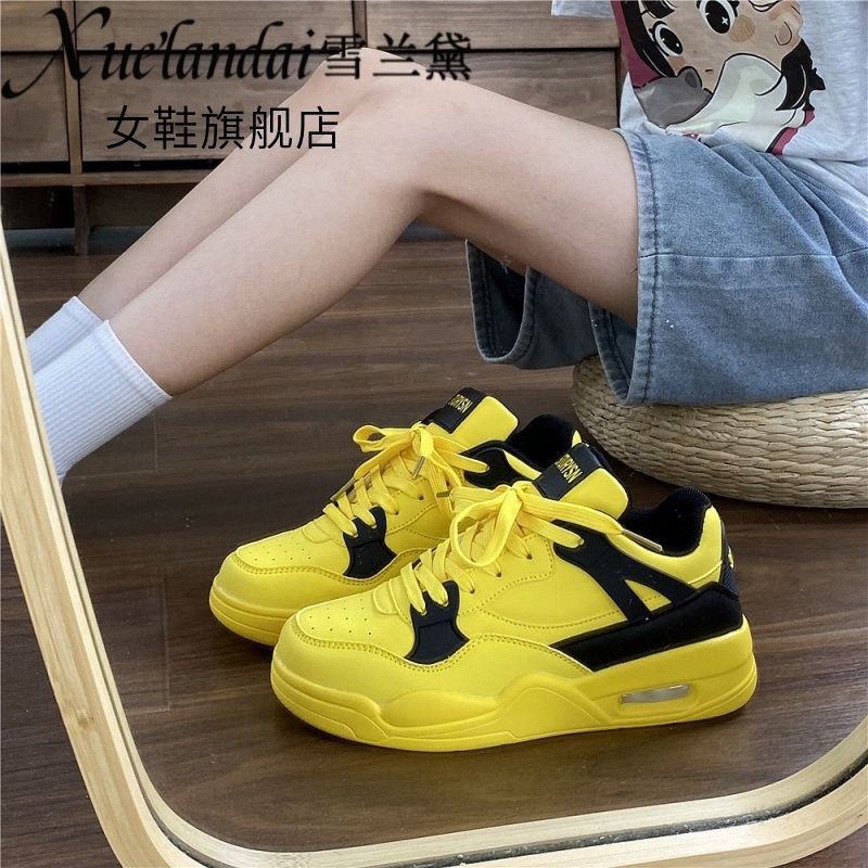 

Thick-soled air cushion skateboard women s shoes versatile casual student sports shoes 40 жёлтый