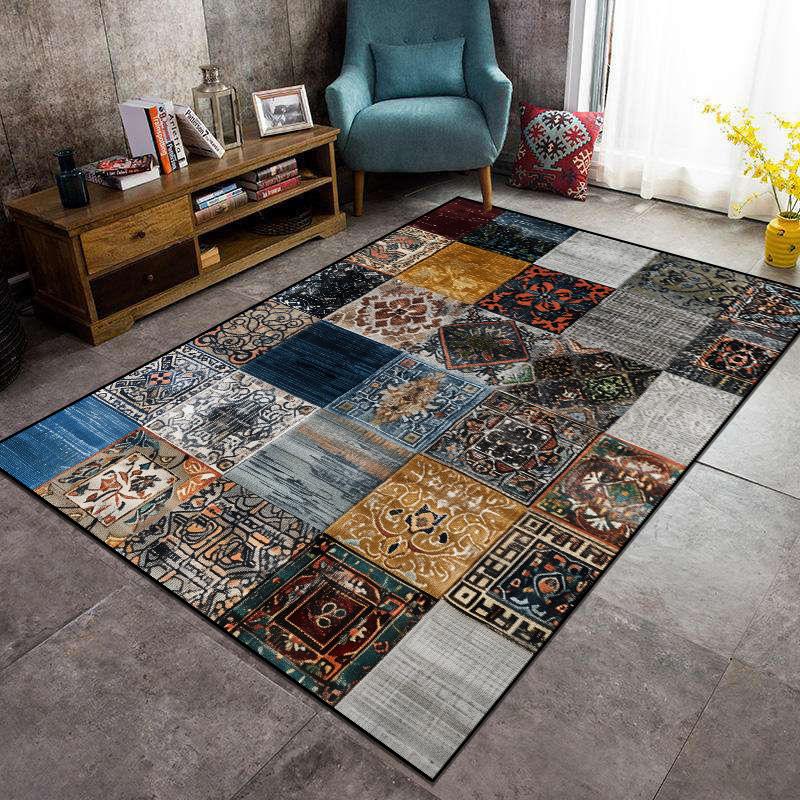 Bohemian Retro Living Room Carpets BOHO Abstract Home Large Rug Hallway Doorway Entrance Door Mat Room Decor Foot Mat Washable