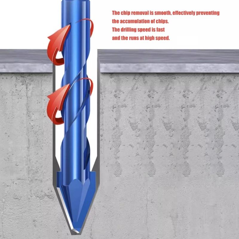 Pack Of 10 High Hardness Alloy Steel Masonry Drill Bits For Tile Glass Concrete Brick And Wood With Angled Head Design