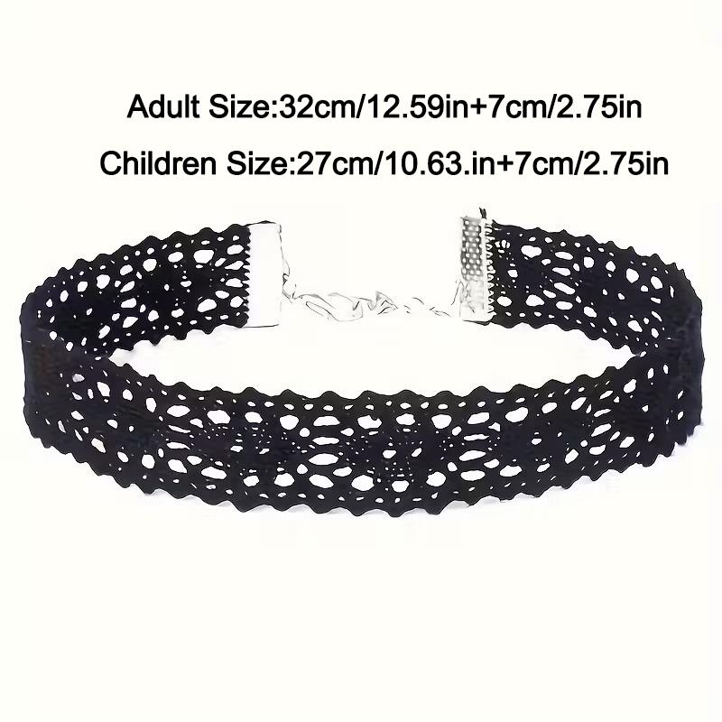 6Pcs/Set Black Lace Chokers Necklace Set Vintage Gothic Punk Elastic Necklace Women'S Jewelry Adult/Child Size