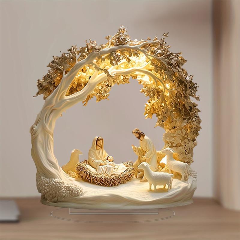 1Pc Easter Nativity Scene Figurine - Classic Tabletop Decor Religious Nativity Figurines Set For Home Party Decoration