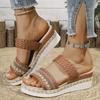 Fashion Fashion Weaving Wedge Heel Sandals for Women 2025 Summer Thick Sole Beach Slippers Woman Comfy Slip On Platform Sandalias Mujer