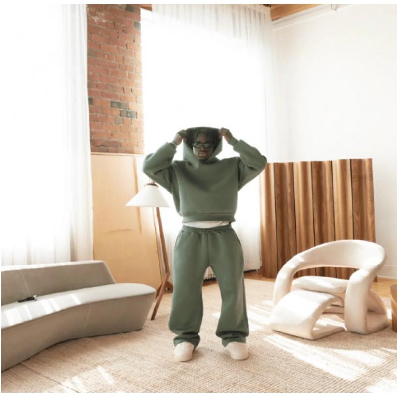 2026 Unisex High Street Fleece Hoodie Sweatshirt Sweatpants Set Loose Fit Men Women