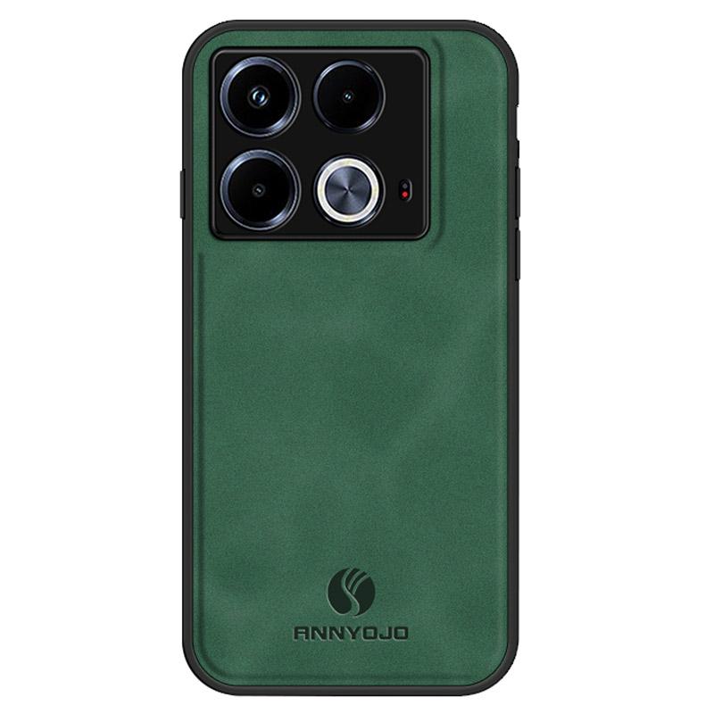 

ANNYOJO For Infinix Note 40 Case PU Leather+PC+TPU Back Guard Phone Cover Green