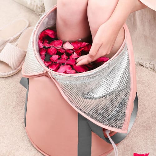 Vziguhk Foot Bath Bucket, Foot Soaking Bag | Foldable Foot Bath Basin with Knee Cover, Foot Spa Tub Bag, Foot Bucket, Pedicure, Portable Foot Spa Buck